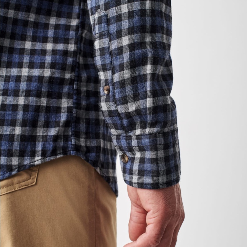 Faherty Stretch Featherweight Flannel Windpoint Plaid Blue Grey Checker Classic - Picture 4 of 11